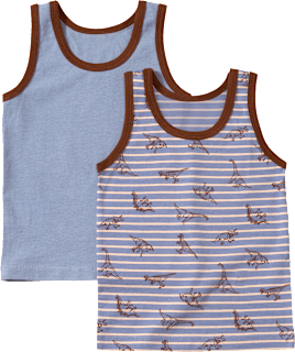 Unterhemden mit Dino-Muster, blau & braun, Gr. 134/140 ALANA