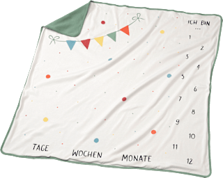 Meilensteindecke mit Zahlen von 1 bis 12, grün, ca. 1 x 1 m ALANA