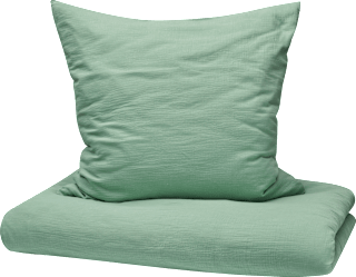 Bettwäsche-Set aus Musselin, grün, 155 x 220 + 80 x 80 cm ALANA