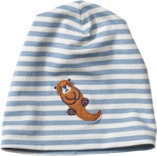 Mütze mit Otter-Applikation, blau & weiß, Gr. 52/53 ALANA