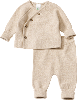 Set mit Wickelpullover & Strickhose mit Mitwachsfunktion, beige, Gr. 56, 1 St