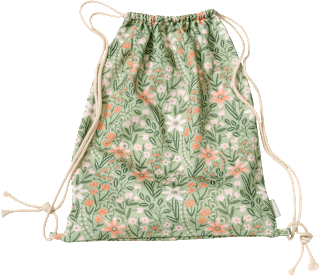 Turnbeutel mit Blumen-Muster, grün & rosa, ca. 32 x 40 cm ALANA