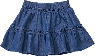 Rock aus Jeans-Stoff & mit Rüschen, blau, Gr. 116, 1 St