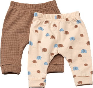 Leggings mit Waffel-Struktur + Elefanten-Muster, braun & blau, Gr. 56, 2 St