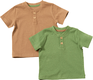 T-Shirts, braun + grün, Gr. 110, 2 St