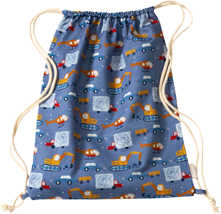 Turnbeutel mit Fahrzeug-Muster, ca. 32 x 40cm, blau ALANA