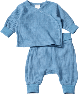 Set mit Langarmshirt & Hose aus Musselin, blau, Gr. 56, 1 St