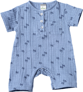 Strampler aus Musselin mit Palmen-Muster, blau, Gr. 56, 1 St