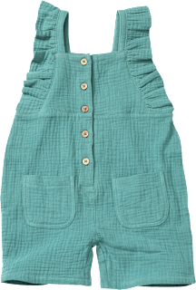 Overall mit Rüschen aus Musselin, türkis, Gr. 92, 1 St