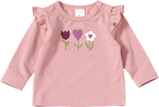 Langarmshirt Pro Climate mit Blumen-Motiv & Rüschen, rosa, Gr. 68, 1 St