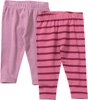 Leggings mit Ripp-Struktur + Streifen, lila + rosa, Gr. 104, 2 St