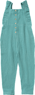Overall mit Rüschen aus Musselin, türkis, Gr. 122 ALANA
