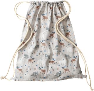 Turnbeutel mit Eisbär- & Wolf-Muster, ca. 32 x 40cm, grau ALANA