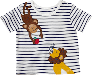 T-Shirt mit Tier-Applikation, weiß & blau, Gr. 74, 1 St