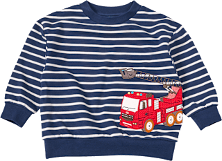 Sweatshirt mit Feuerwehrfahrzeug-Applikation, blau & weiß, Gr. 98, 1 St