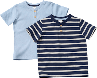 T-Shirts mit Ripp-Struktur + Ringel-Muster, blau, Gr. 104, 1 St