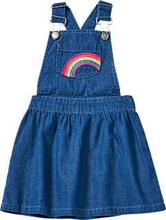 Latzkleid mit Rüschen & Regenbogen-Applikation, blau, Gr. 98, 1 St