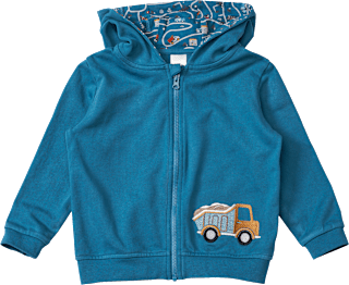 Sweatjacke mit Kapuze & Baustellen-Muster, blau, Gr. 104, 1 St