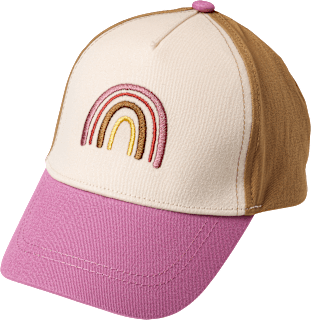 Basecap mit Regenbogen-Stickerei, beige & rosa, Gr. 52/53, 1 St