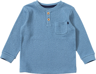Langarmshirt mit Waffel-Struktur & Tasche, blau, Gr. 92, 1 St