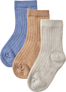 Socken, blau + grau + braun, Gr. 19/22, 3 St