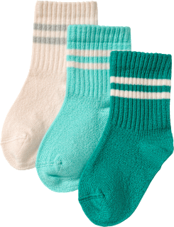 Socken mit Ripp-Struktur, blau + grün + weiß, Gr. 19/22, 3 St