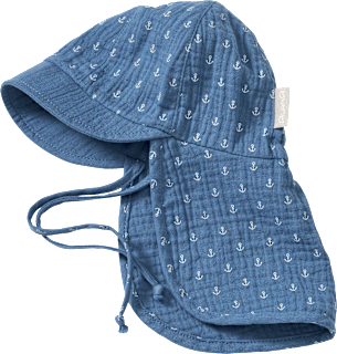 Schirmmütze aus Musselin mit Anker-Muster, blau, Gr. 46/47, 1 St