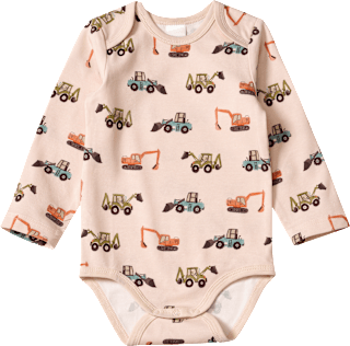 Langarmbody Pro Climate mit Baustellenfahrzeug-Muster, beige, Gr. 74/80, 1 St