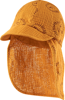 Schirmmütze aus Musselin mit Löwen-Muster, gelb, Gr. 48/49 ALANA