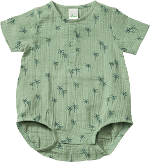 Body Kurzarm aus Musselin mit Palmen-Muster, grün, Gr. 74/80, 1 St