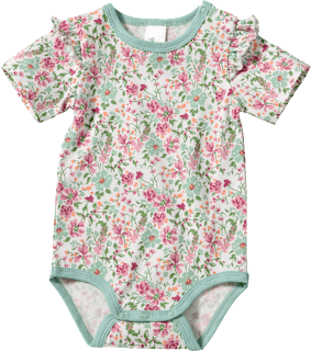 Body Kurzarm Pro Climate mit Blumen-Muster, grün & rosa, Gr. 98/104, 1 St
