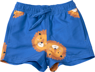Badehose mit Löwen-Muster, blau, Gr. 122/128, 1 St
