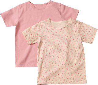 T-Shirts mit Blumen-Muster, rosa + beige, Gr. 104, 2 St