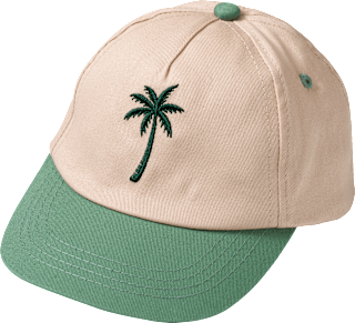Basecap mit Palmen-Motiv, beige + grün, Gr. 54/55, 1 St