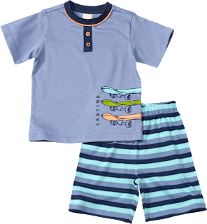 Schlafanzug mit Skateboard-Motiv, blau, Gr. 122/128, 1 St