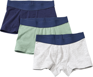 Boxershorts, grau melange + blau + grün, Gr. 98/104 ALANA