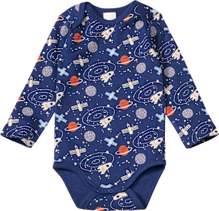 Body Langarm mit Weltraum-Muster, blau, Gr. 98/104, 1 St