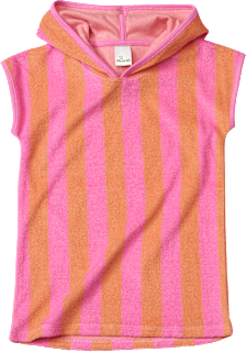 Badeshirt mit Ringel-Muster & Kapuze, pink & orange, Gr. 110/116, 1 St
