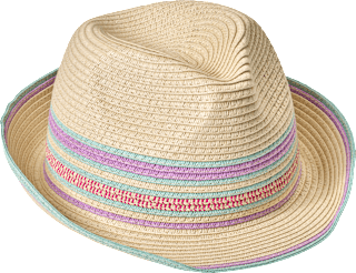 Strohhut, beige & rosa, Gr. 54/55, 1 St