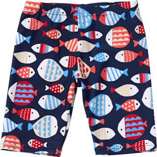 UV Badehose mit Fisch-Muster, blau & rot, Gr. 110/116, 1 St