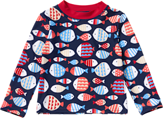 UV Shirt mit Fisch-Muster, blau & rot, Gr. 134/140, 1 St
