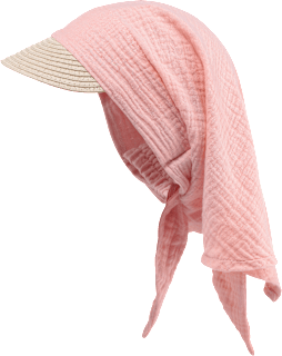 Mütze mit Schild & Musselintuch, rosa, Gr. 52/53, 1 St