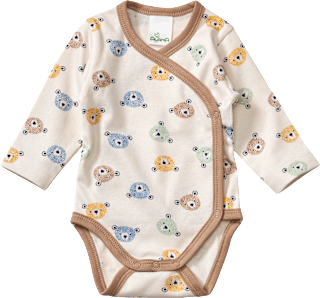 Wickelbody mit Bären-Muster, beige, Gr. 42/44 ALANA