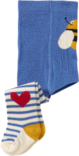 Strumpfhose mit Bienen- & Herz-Motiv, blau & weiß, Gr. 86/92 ALANA