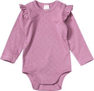 Body Langarm mit Ajour-Struktur Herz, lila, Gr. 74/80