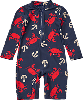 UV Badeoverall mit Krebs- & Anker-Muster, blau & rot, Gr. 98/104, 1 St