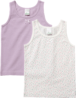 Unterhemden mit Blümchen-Muster, lila & weiß, Gr. 134/140 ALANA