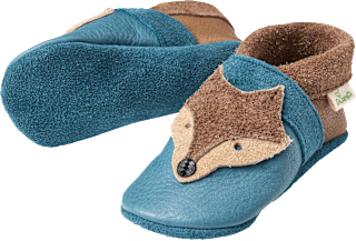 Lederschuhe mit Fuchs-Applikation, blau & braun, Gr. 22/23 ALANA