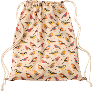 Turnbeutel mit Vogel-Muster, beige, 40 x 32 cm ALANA