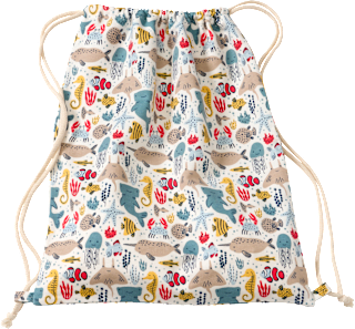 Turnbeutel mit Meerestiere-Muster, weiß, 40 x 32 cm ALANA